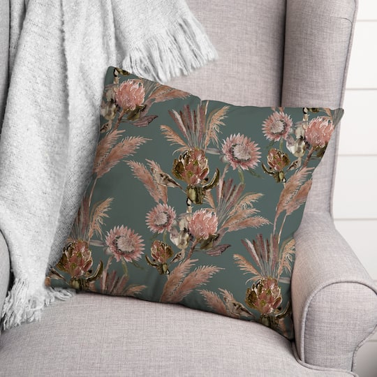Mixed Protea Blooms Throw Pillow